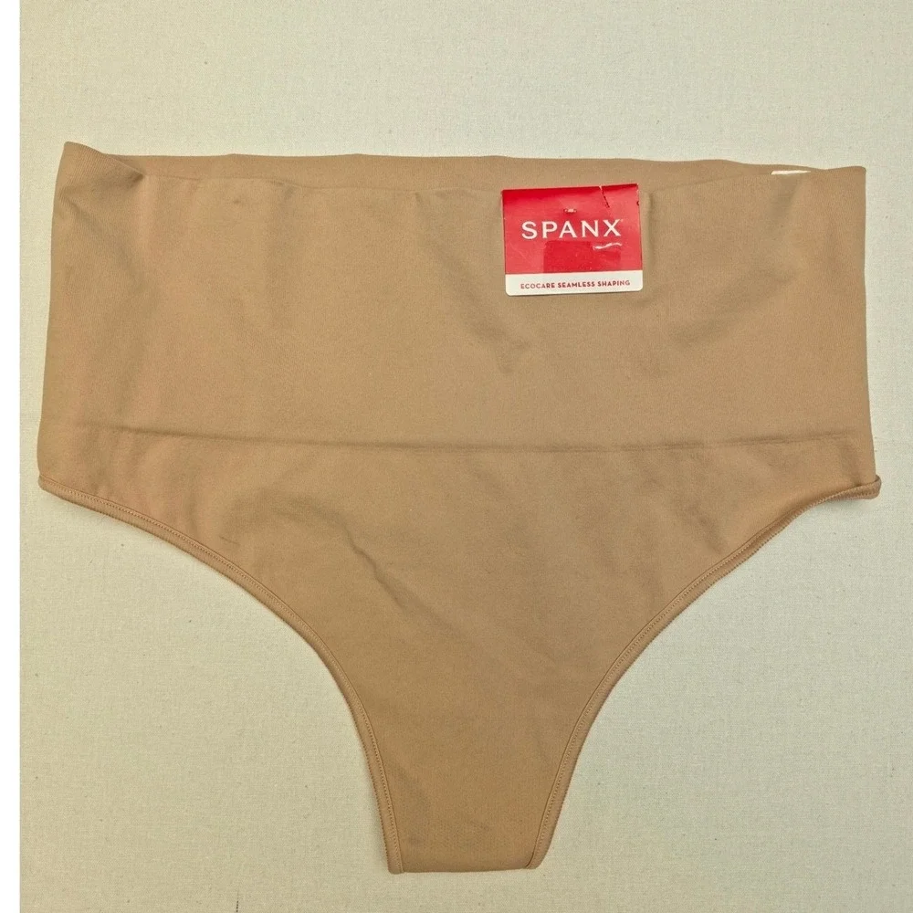 Spanx Women Shaping Thong Beige 3X Ecocare Seamless High Waist Underwear‎ NWT